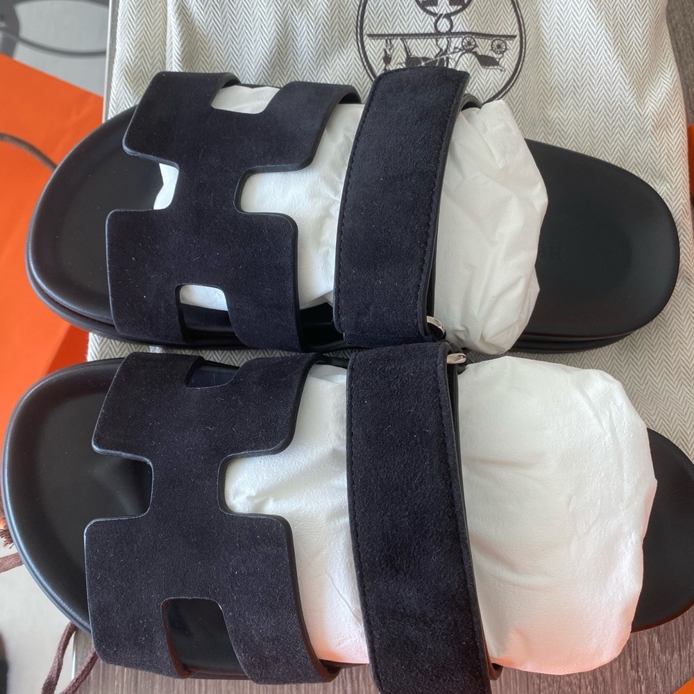 Hermes chypre sandal 37.5  suede